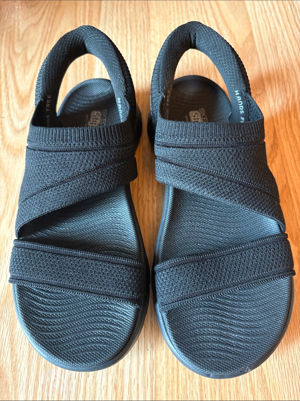 Skechers Slip-Ins Black Cross-Strap Comfort Sandals - Picture 4 of 4